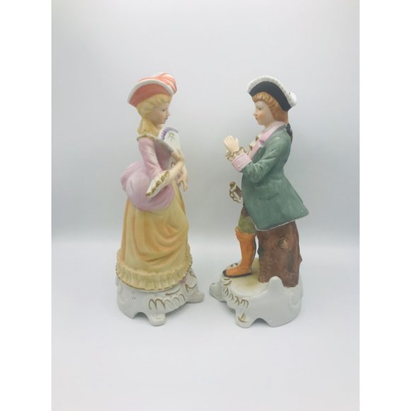 Vintage Deville set of 2 12” hand painted Victorian figurines - Picture 3 of 7